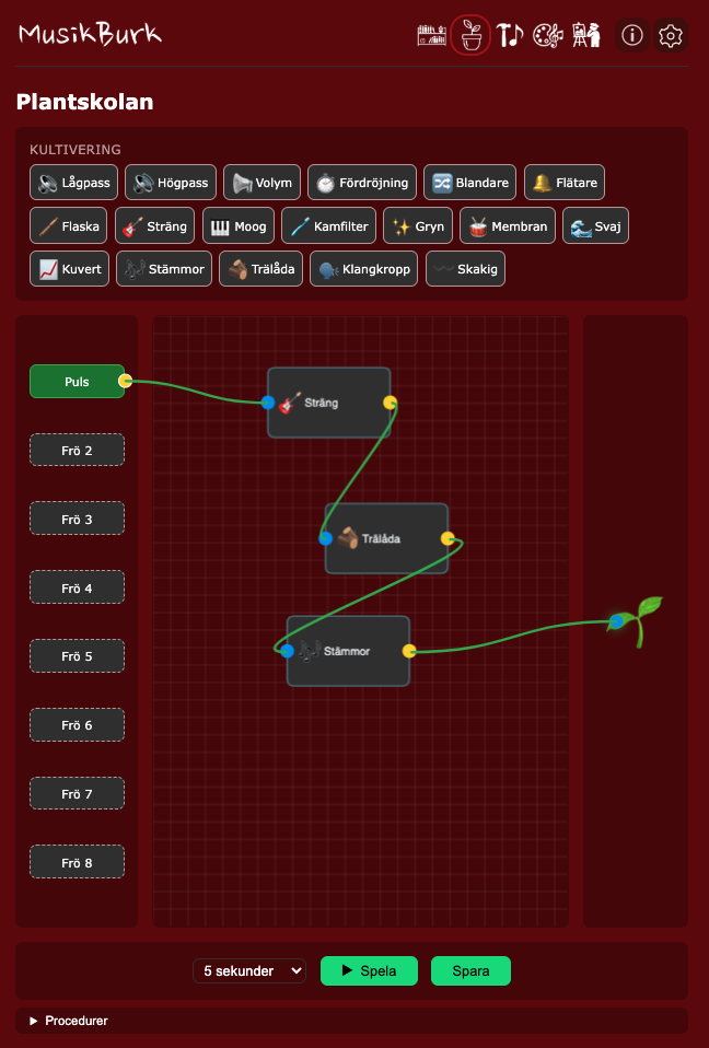 Plantskolan — nodbaserad synthesizer
